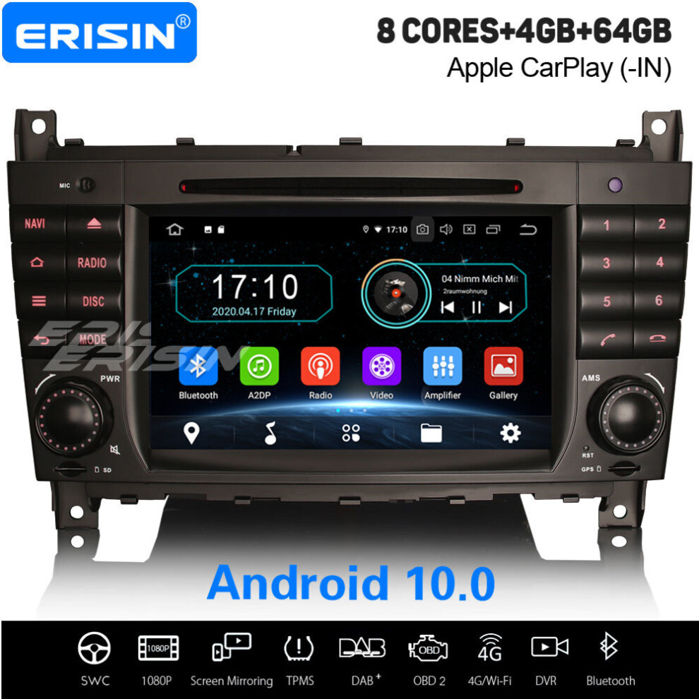 8-Core Android 10.0 Carplay Car Stereo Dab+ Wifi Sat Nav Mercedes-Benz C/Clk Clc Class W203 W209 737655208542