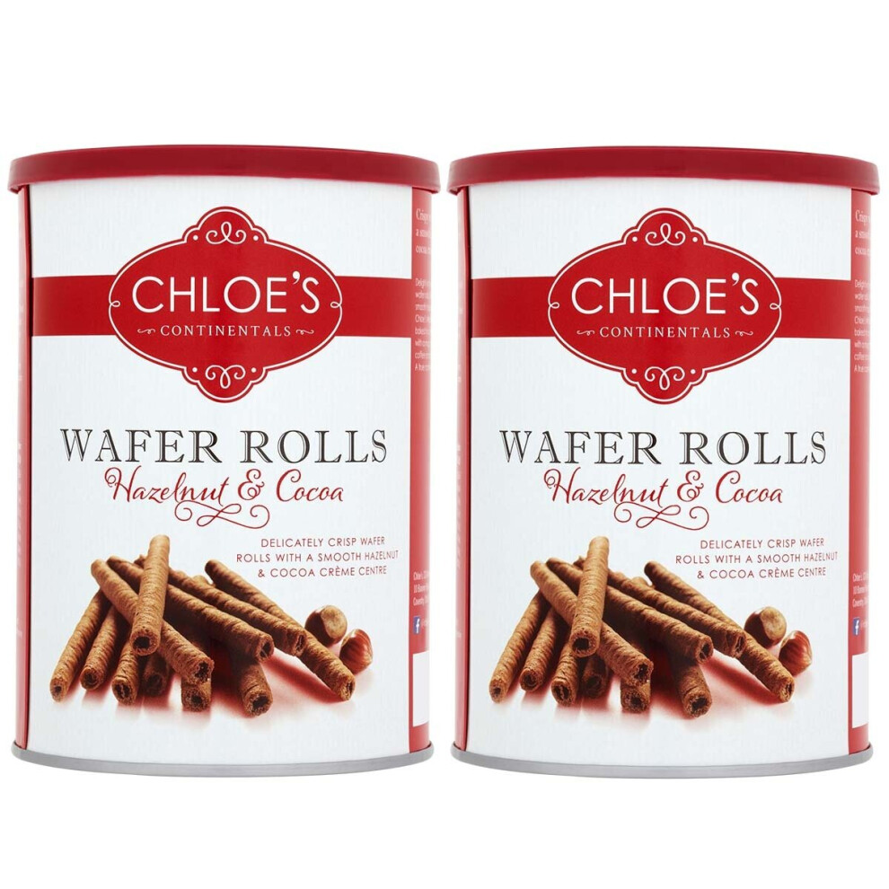 Chloe's Hazelnut & Cocoa Wafer Rolls Crispy Wafer Roll  2 x 400g Tubs