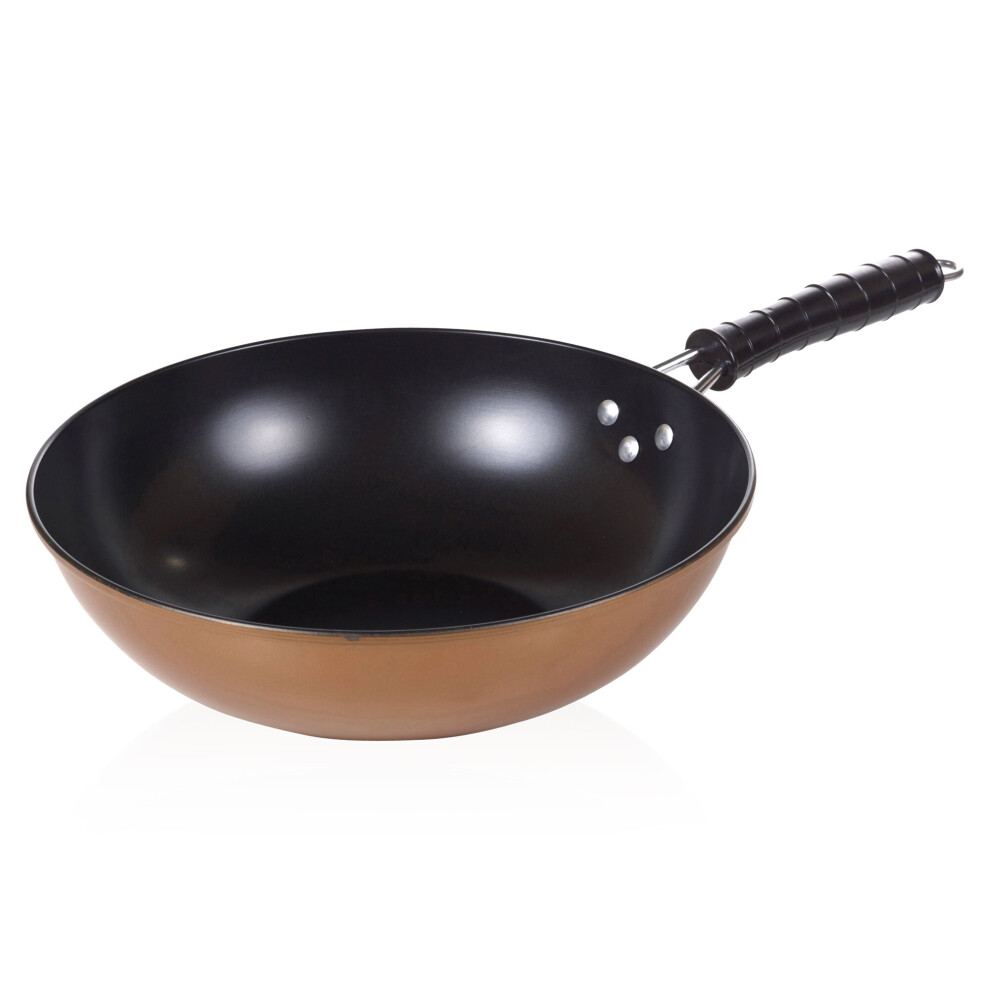 Copper Carbon Steel Frying Pan Wok Chinese Stir Fry Non Stick 30cm 12"