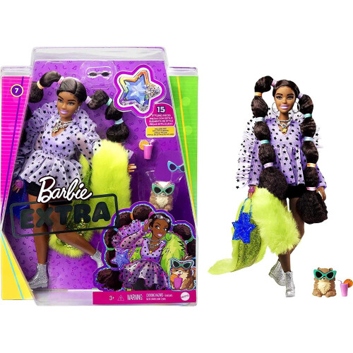 Barbie Κούκλα Barbie Extra & Αξεσουάρ με Μακριές Πλεξούδες & Ουράνια Λαστιχάκια