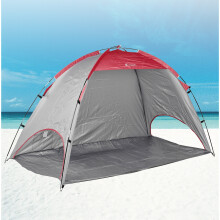Portable Red Beach Shelter Tent - UV Sun & Wind Shade, Lightweight, Easy Setup, Includes 8 Pegs & Fiberglass Poles