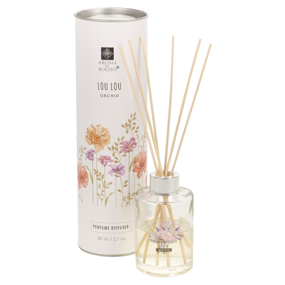 (Orchid) Home Fragrance Air Freshener Reed Diffuser 80ml Aromatic Perfume Scent Gift Box