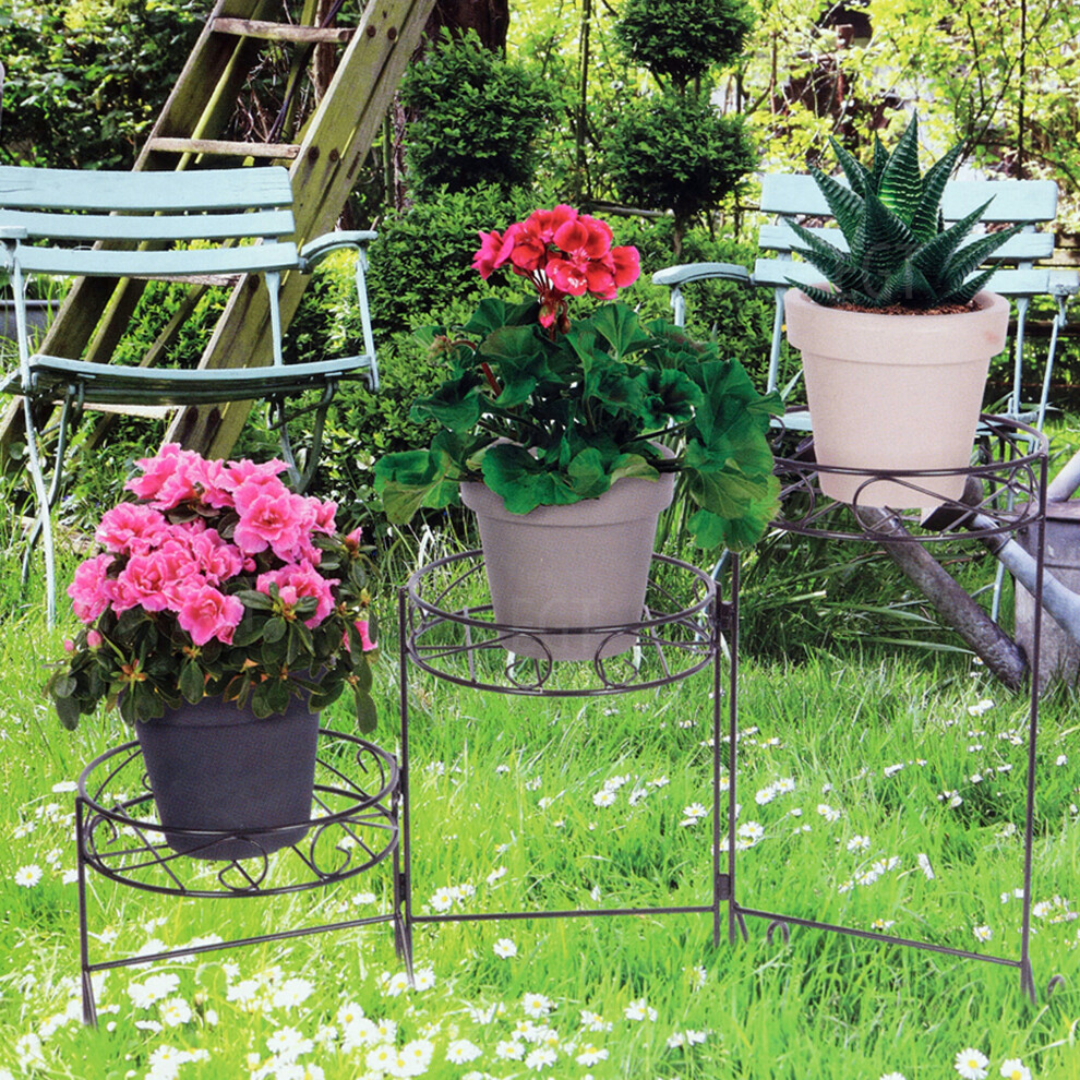Urbn Living 3 Tier Metal Plant Stand Garden Flowers Rustproof Patio Display Decor
