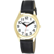 Unisex Super Bold Sight Aid Watch with Big Numbers - Black/Gold Tone/White Dial