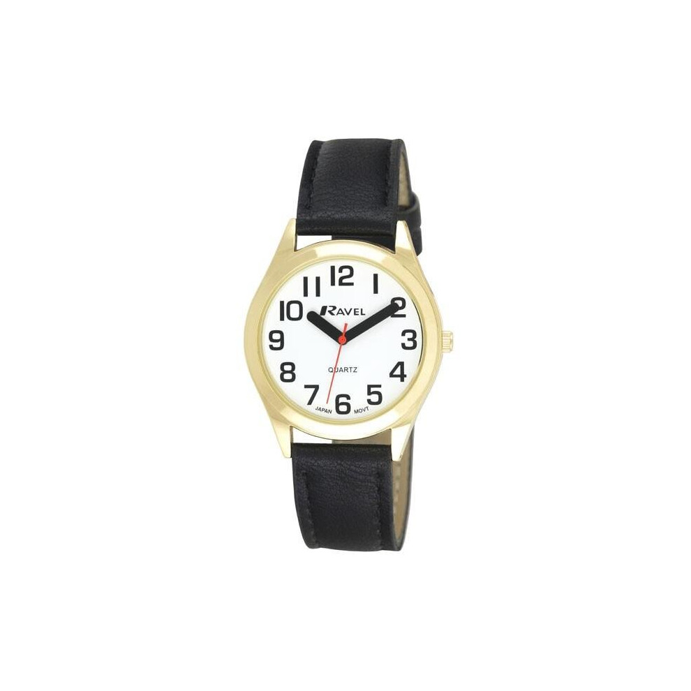 Ravel Unisex Super Bold Sight Aid Watch With Big Numbers - / Tone/ Dial Black/Gold/White