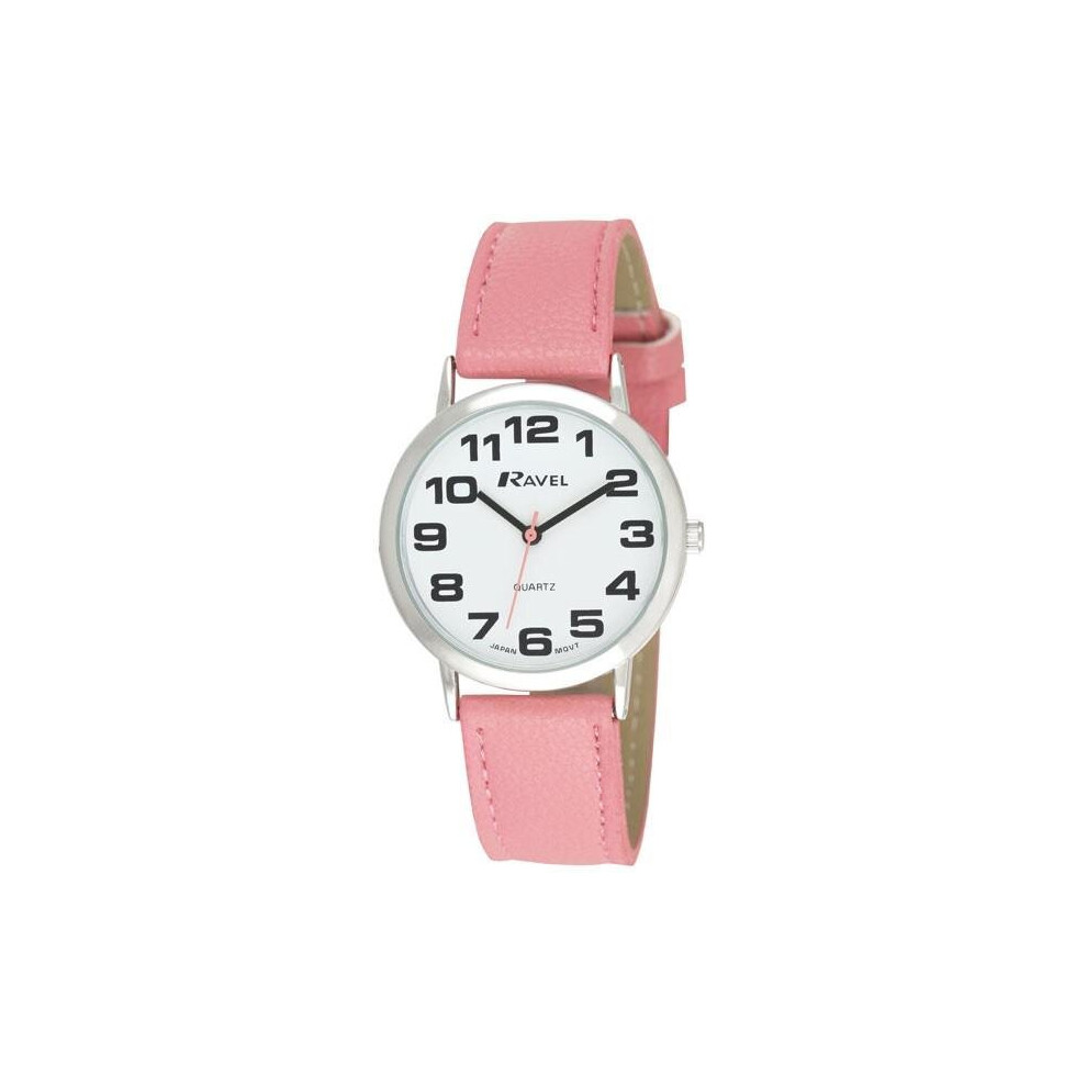 Ravel Women's Round White Dial Quartz Watch with White PU Strap R0105.13.4L