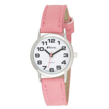 Ravel Women's Easy Read Watch with Big Numbers (Small) - Pink/Silver Tone/White Dial