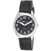 Unisex Super Bold Sight Aid Watch with Big Numbers - Black/Silver Tone/Black Dial