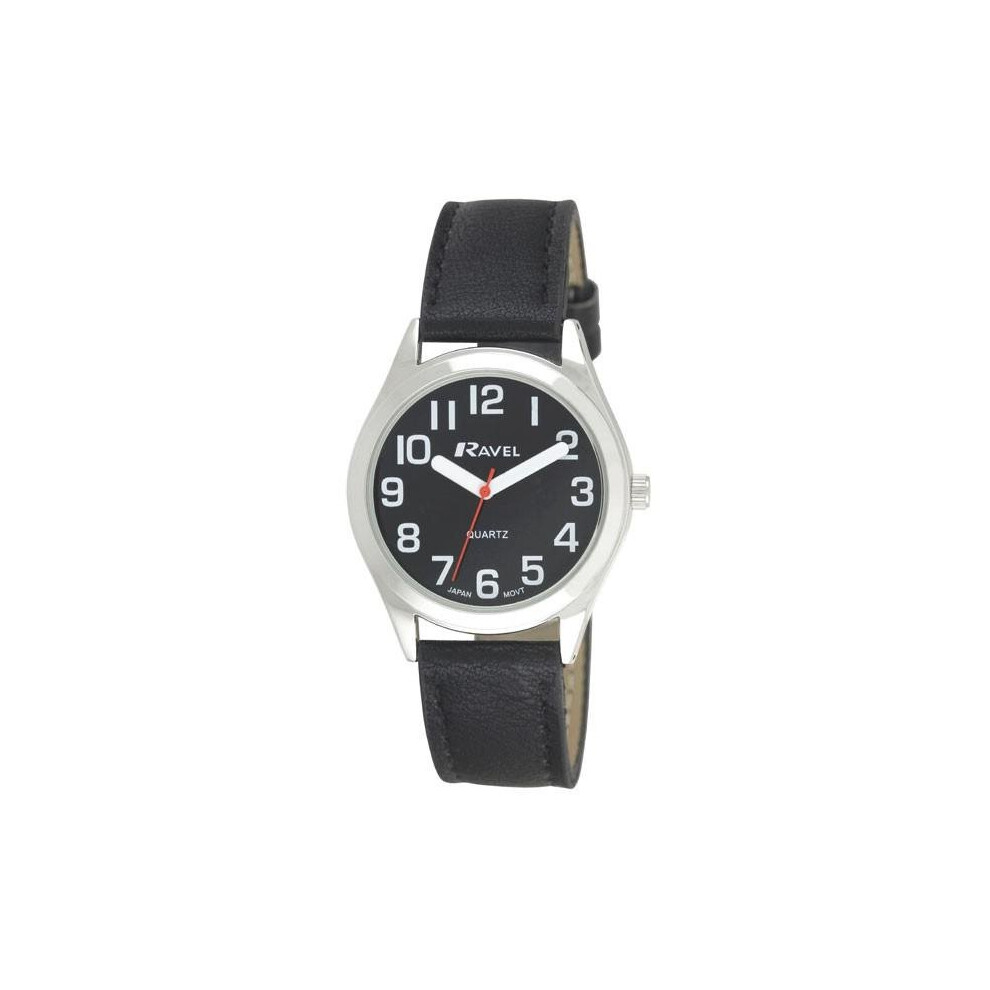 Unisex Super Bold Sight Aid Watch with Big Numbers - Black/Silver Tone/Black Dial