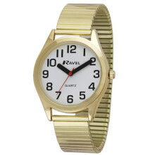 Ravel - Unisex Super Bold Sight Aid Watch with Big Numbers on Stainless Steel Expander Bracelet - Gold Tone