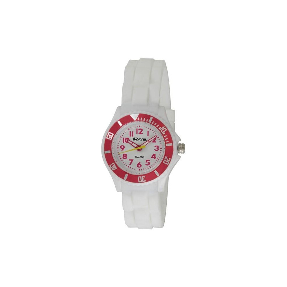 Ravel Children's Easy Read Quartz Watch with White Dial Analogue Display and White Silicone Strap R1802.4