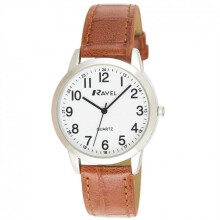 Ravel Men's Classic White Dial Watch with Brown Strap R0132.24.1