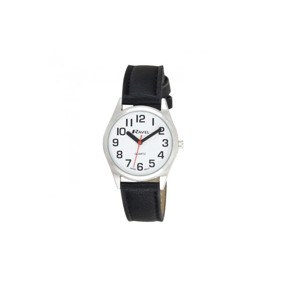 Unisex Super Bold Sight Aid Watch with Big Numbers - Black/Silver Tone/White Dial