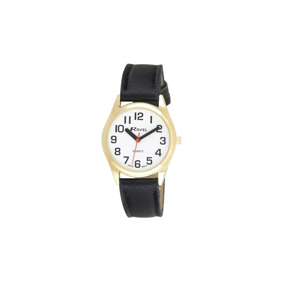 Ravel Women's Super Bold Sight Aid Watch With Big Numbers - /Gold Tone/White Dial Black