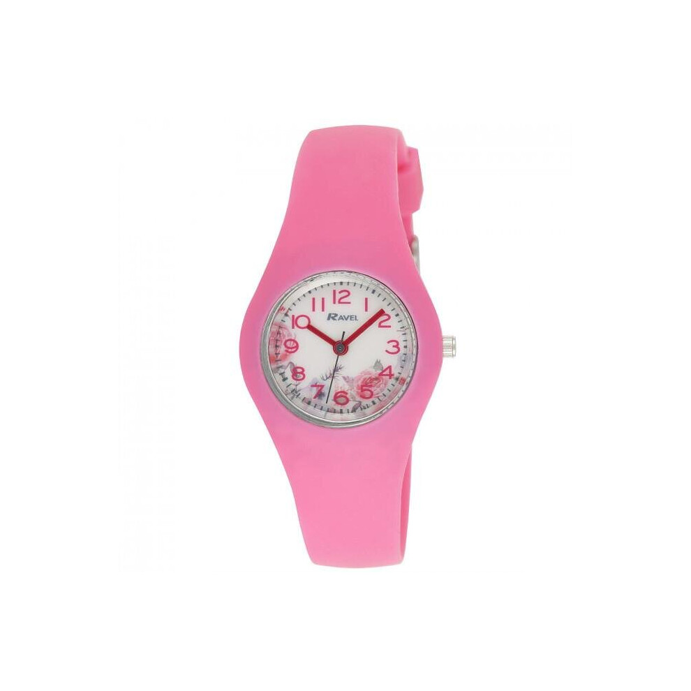 Ravel Women's and Girl's Moulded Silicone Floral Quartz Watch - Pink