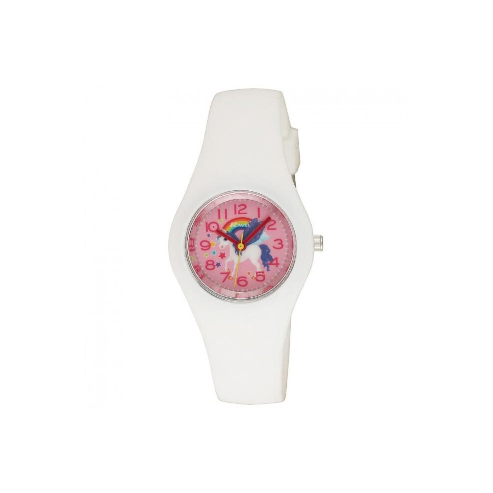 Ravel Women's and Girl's Moulded Silicone Unicorn Quartz Watch - White