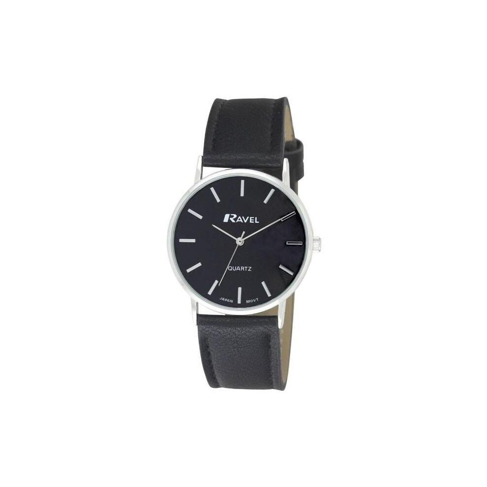 Ravel - Unisex Classic Everyday Watch - Black/Silver Tone/Black/Modern Index
