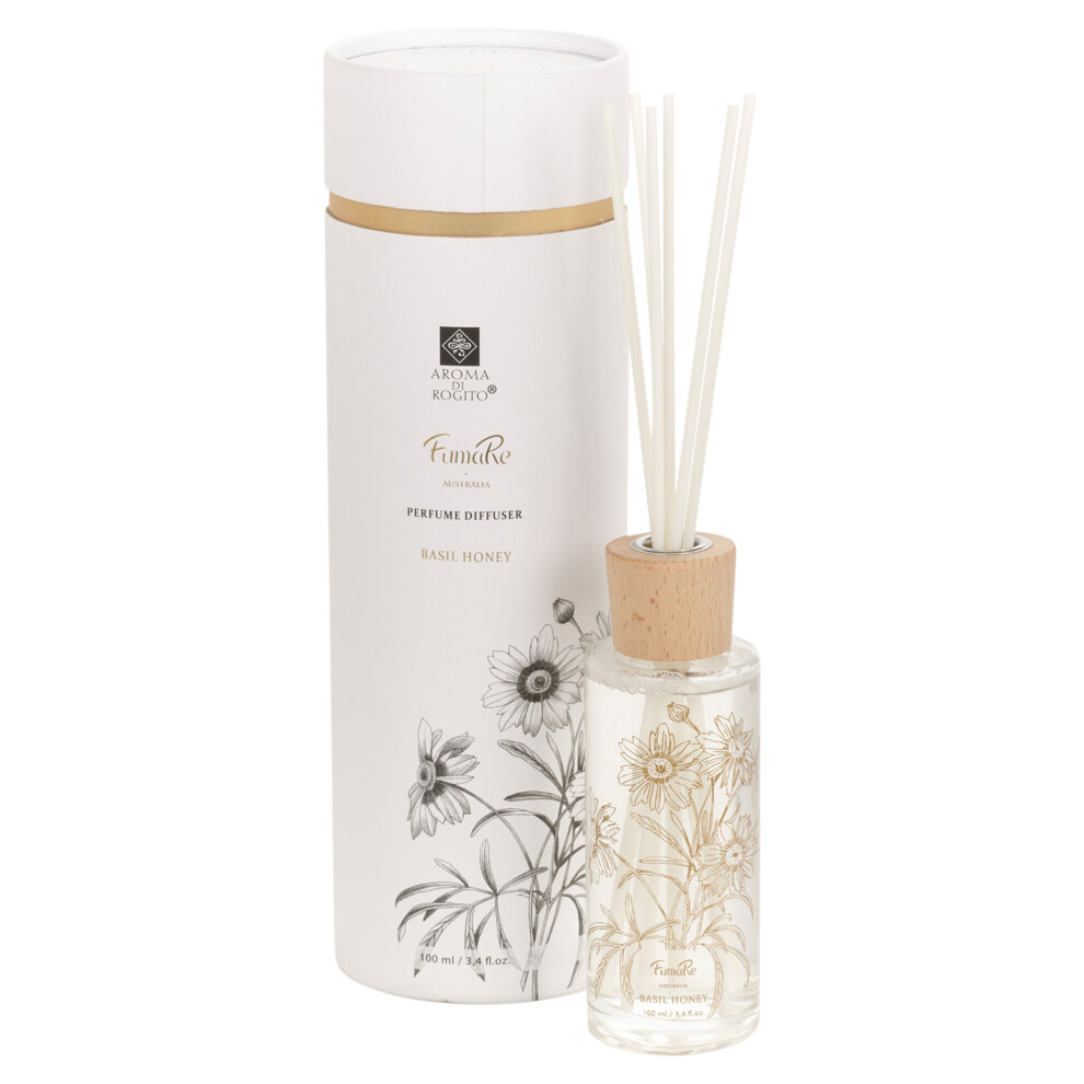 (Basil Honey) Home Fragrance Air Freshener Reed Diffuser 100ml Aromatic Perfume Scent