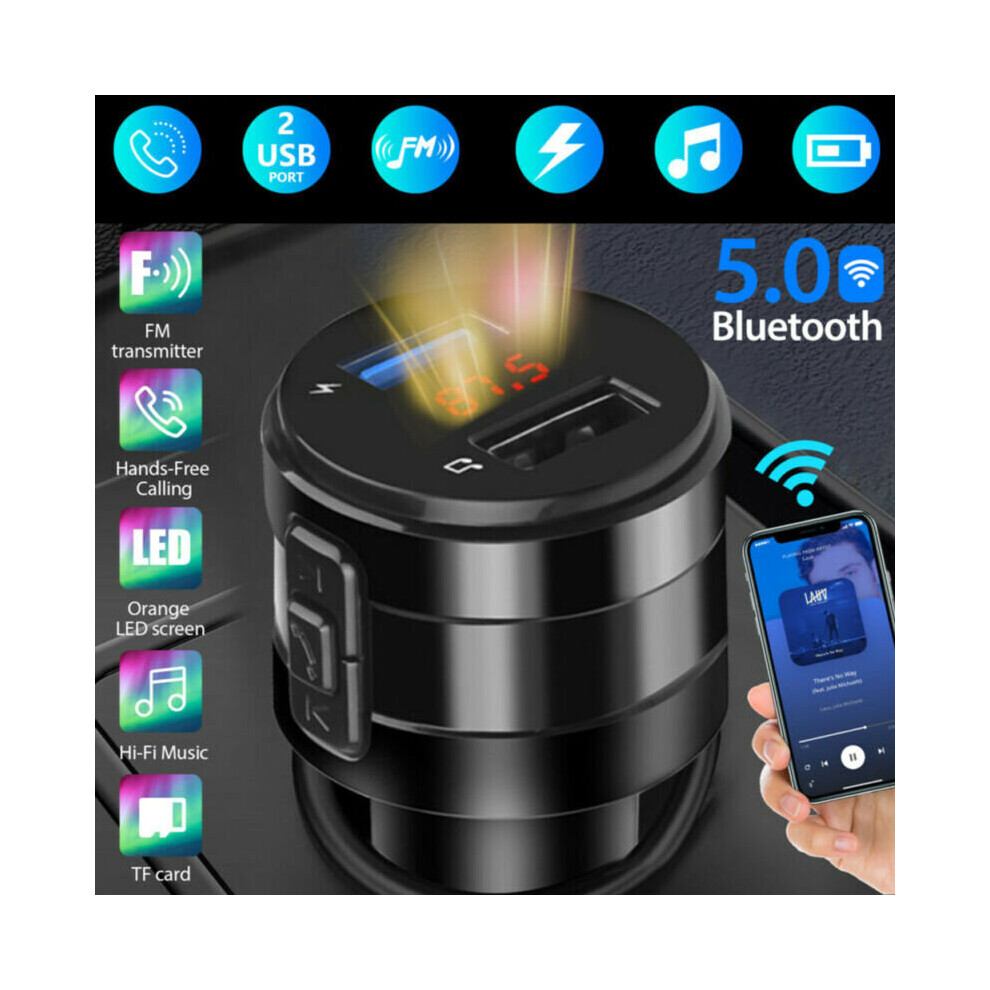Fast Car Dual Usb Charger Cigarette Lighter Socket Bluetooth Adapter Handsfree 699346137657