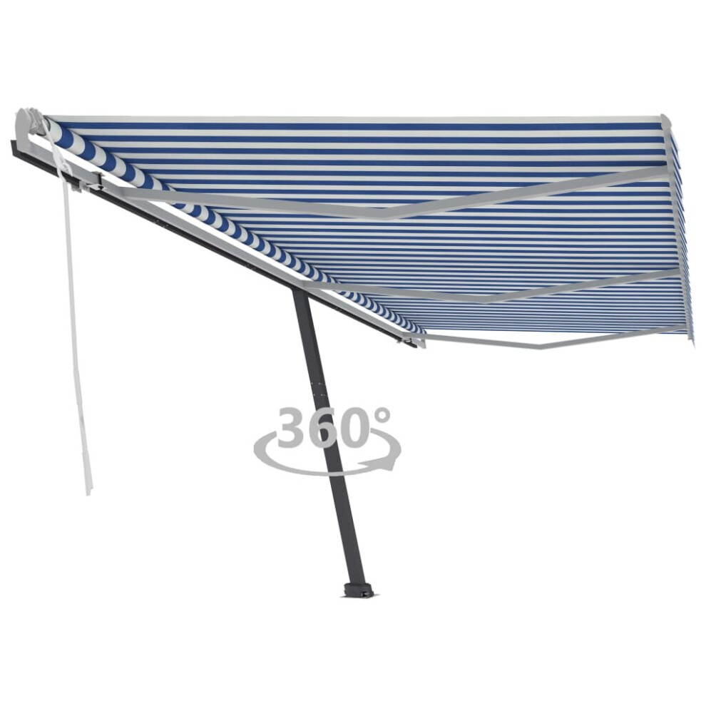 vidaXL Freestanding Manual Retractable Awning 600x300 cm Blue/White Outdoor