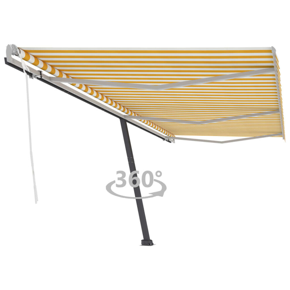 vidaXL Freestanding Manual Retractable Awning 600x300 cm Yellow/White Outdoor