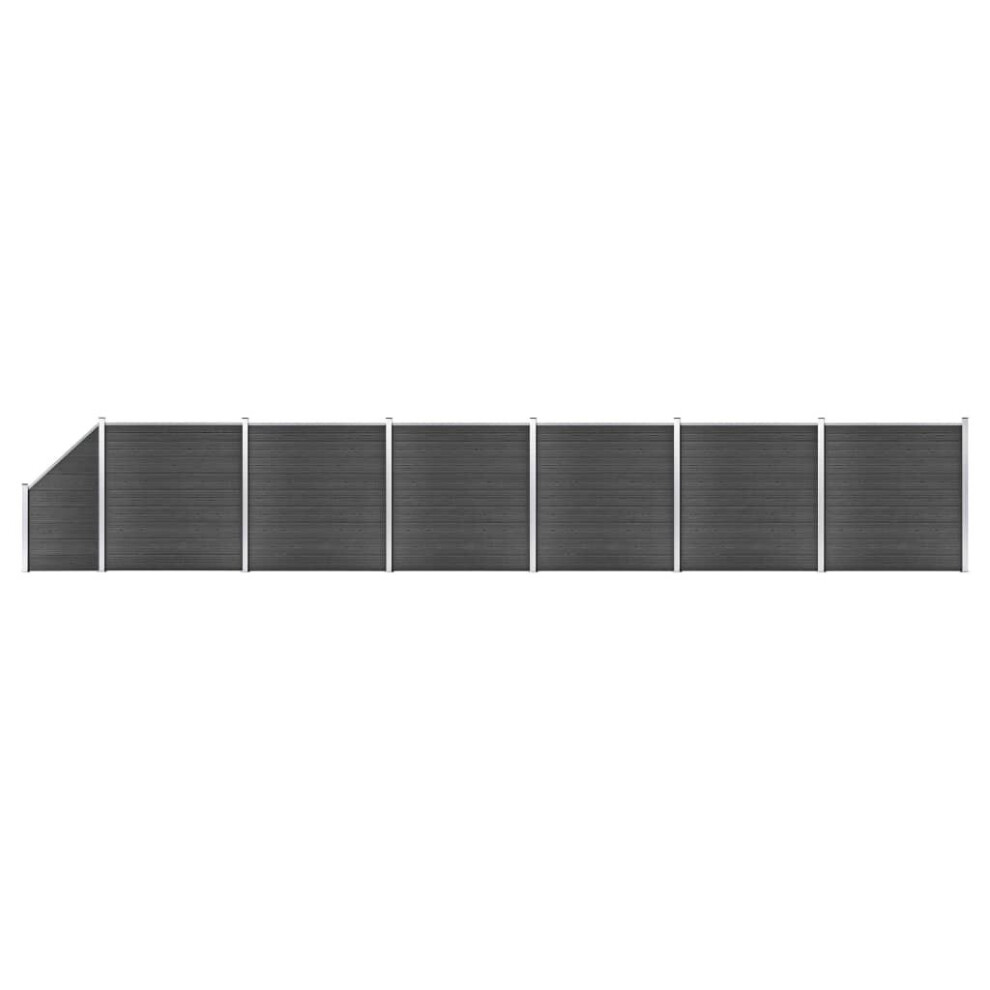 vidaXL Fence Panel Set WPC 1138x(105-186) cm Black Garden Edging Barrier Wall