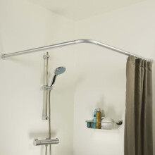 Sealskin Corner Shower Curtain Rod Set Chrome Extend Rail Bathroom Accessory