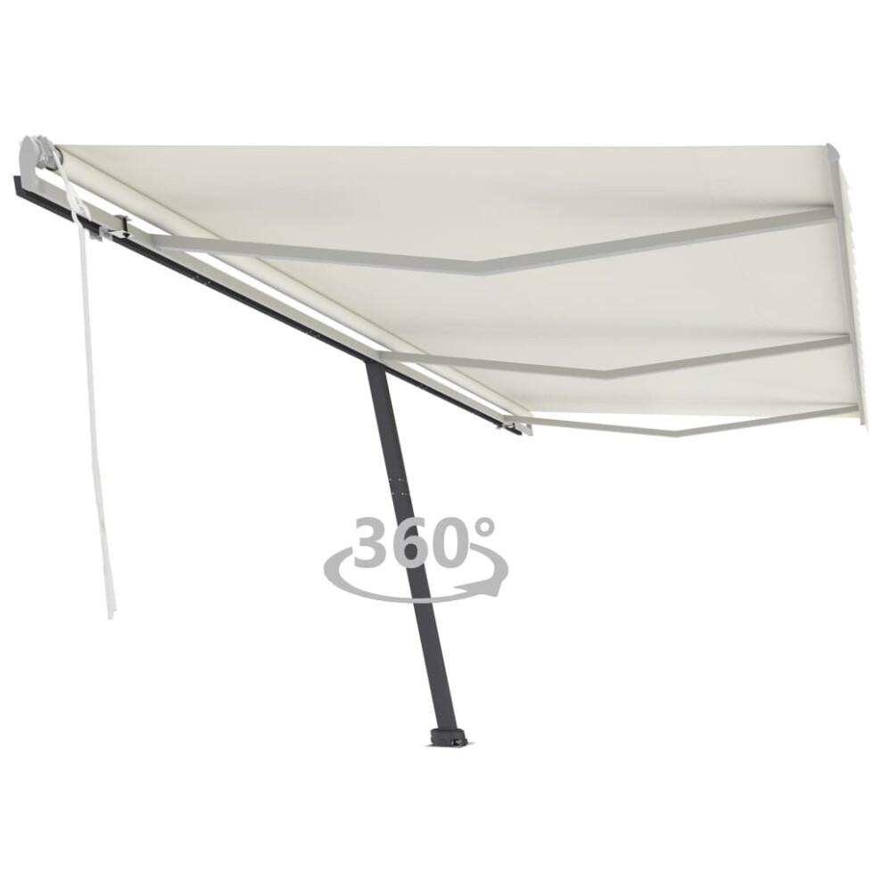 vidaXL Freestanding Manual Retractable Awning 600x300 cm Cream Outdoor Patio