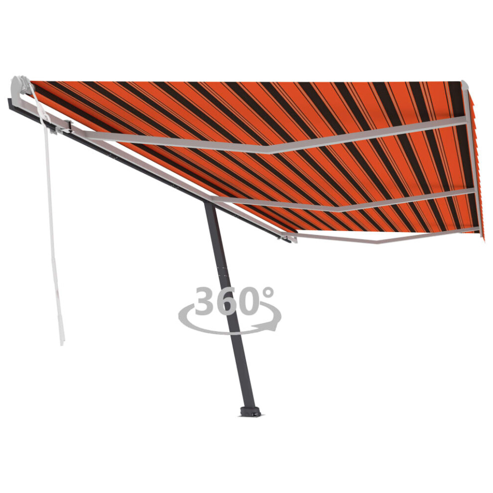 vidaXL Freestanding Manual Retractable Awning 600x300 cm Orange/Brown Outdoor