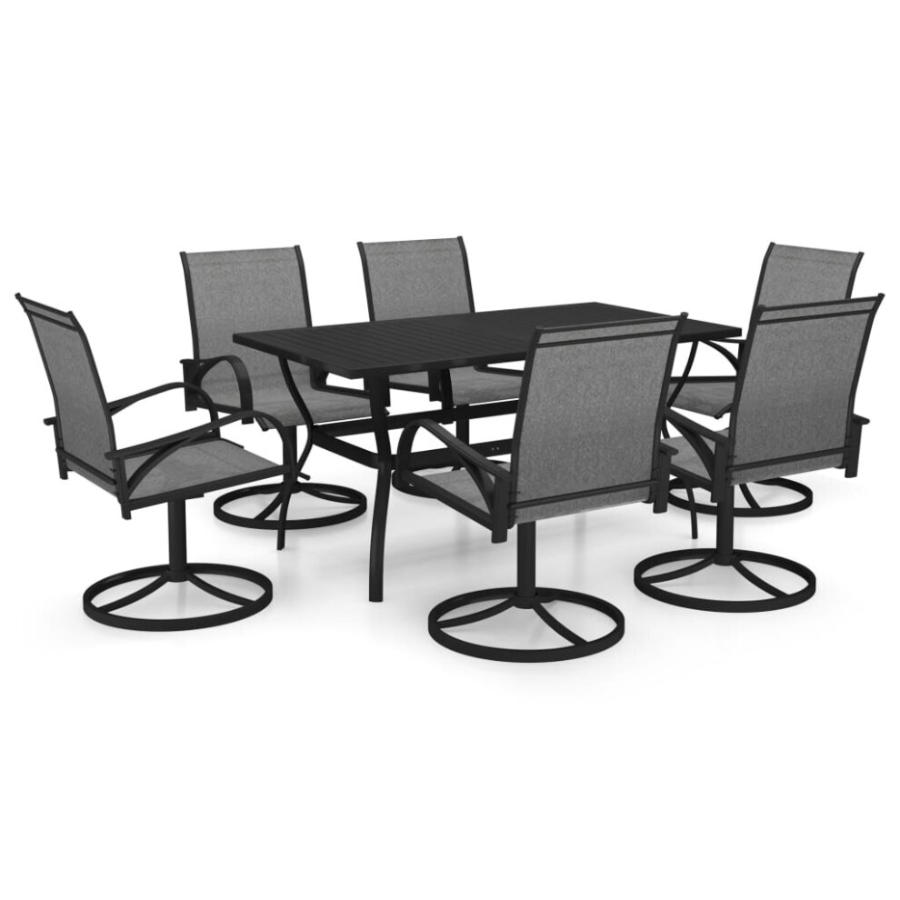 vidaXL Garden Dining Set 7 Piece Textilene and Steel Table and Chairs Outdoor