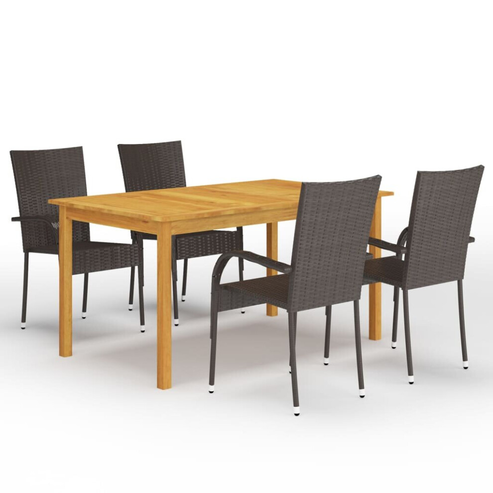 Vidaxl Garden Dining Set 5 Piece Brown Patio Outdoor Dinner Table And Chairs