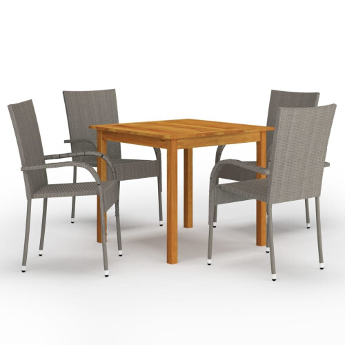 VidaXL vidaXL 5-tlg. Garten-Essgruppe Grau