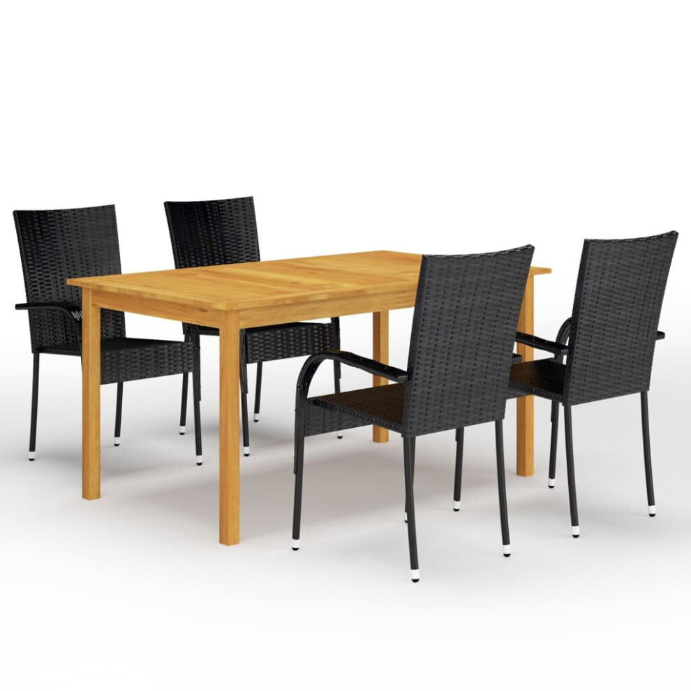 vidaXL Garden Dining Set 5 Piece Black Patio Outdoor Dinner Table and Chairs