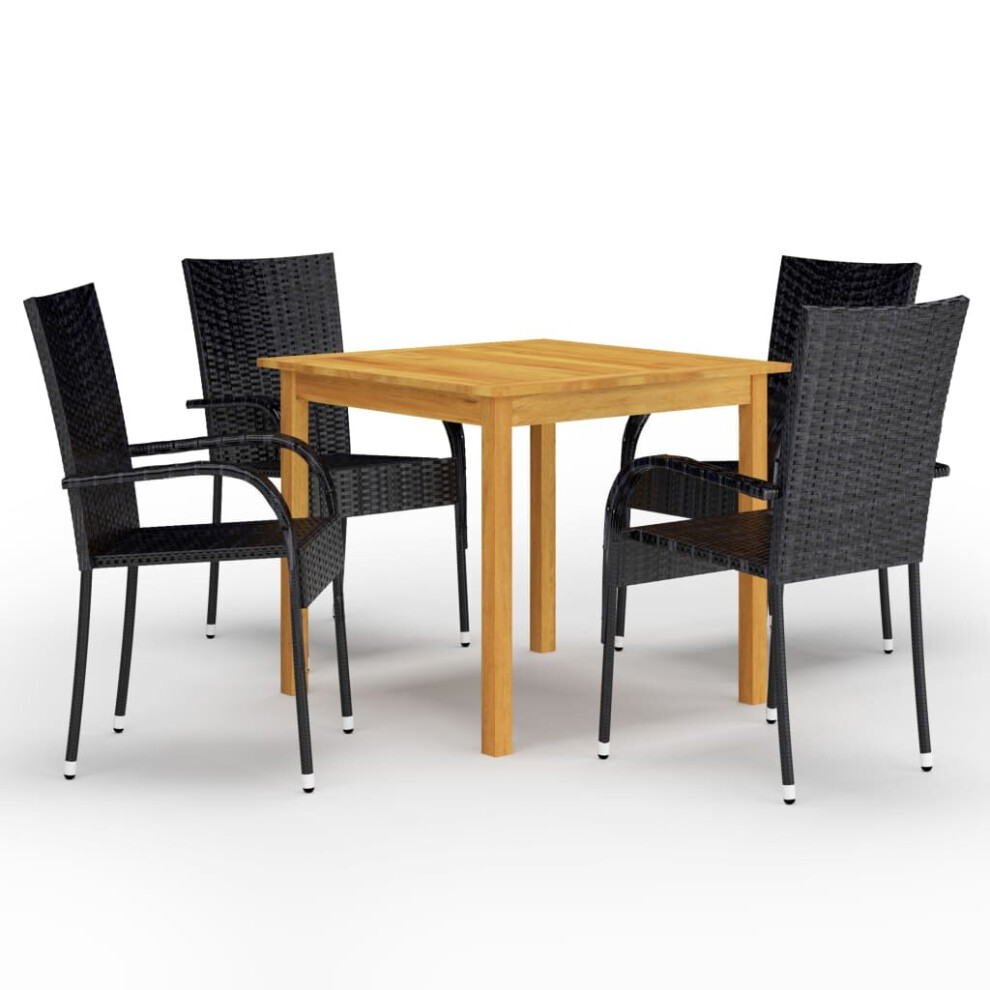 vidaXL Garden Dining Set 5 Piece Black Patio Outdoor Dinner Table and Chairs
