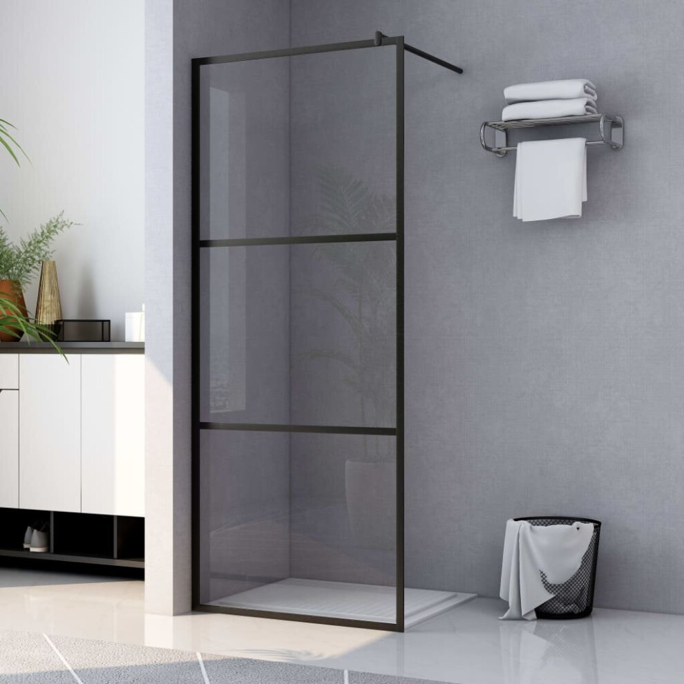 Vidaxl Walk-In Shower Wall With Clear Esg Glass Black 80X195 Cm Bath Enclosure