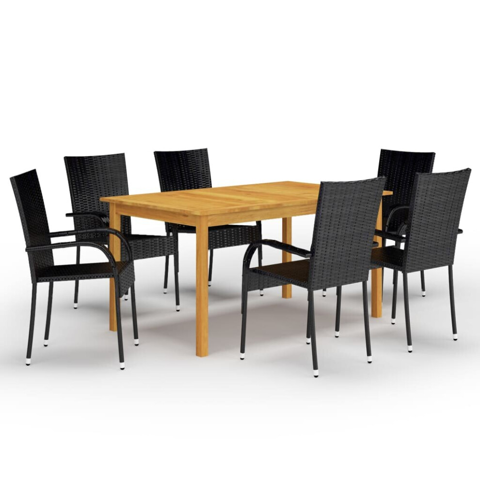 Vidaxl Garden Dining Set 7 Piece Black Patio Outdoor Dinner Table And Chairs