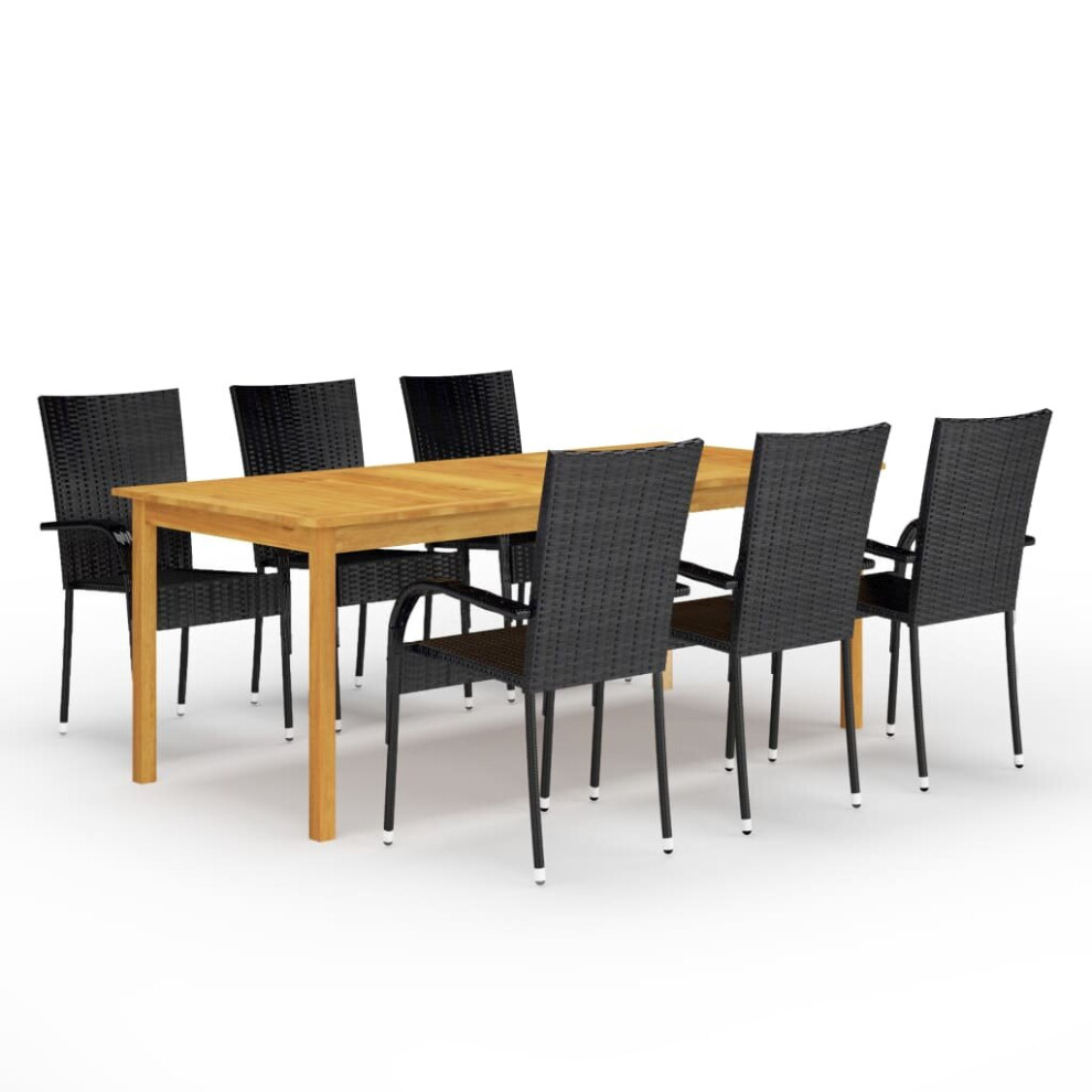 Vidaxl Garden Dining Set 7 Piece Black Patio Outdoor Dinner Table And Chairs