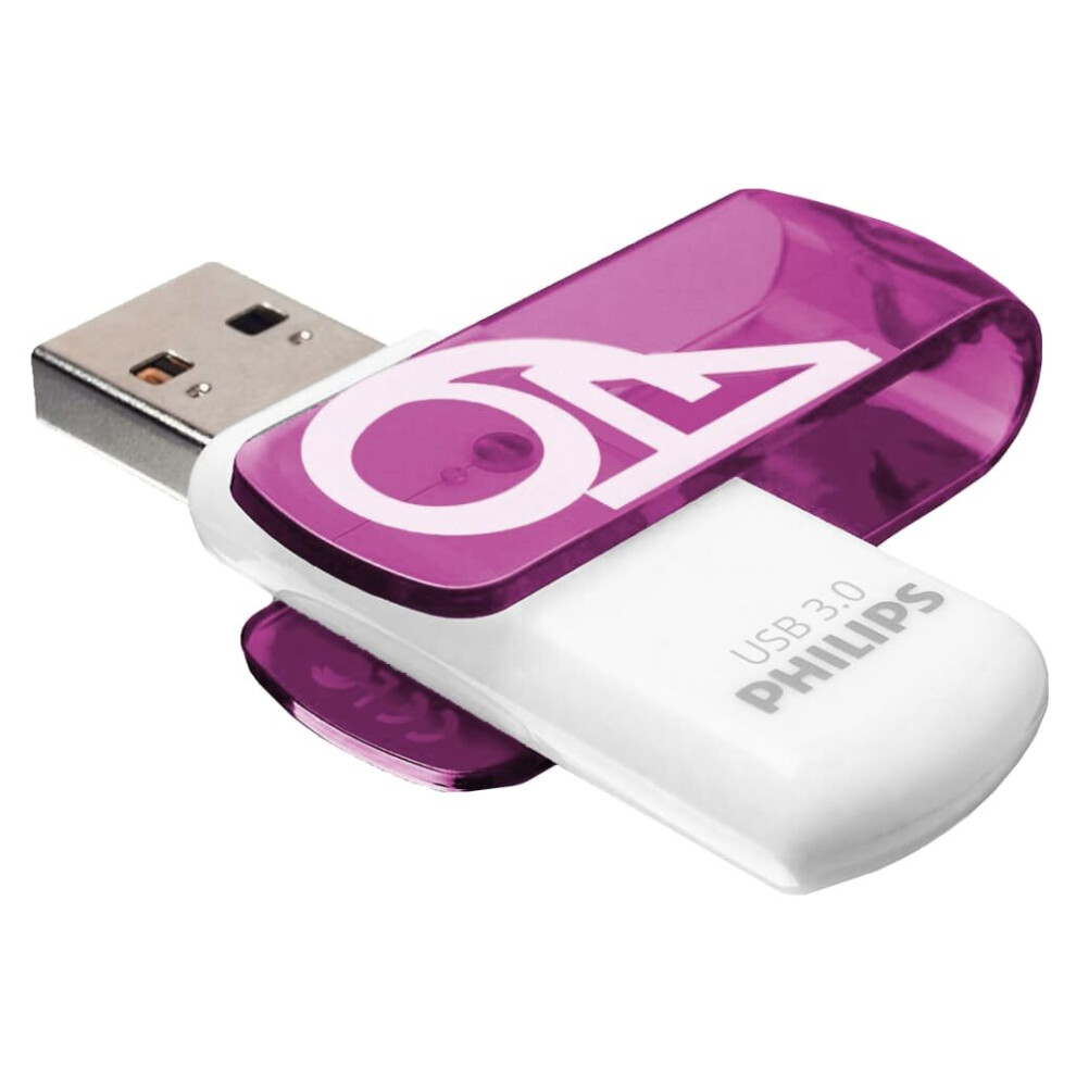 Philips Usb 3.0 Flash Drive 64Gb And Thumb Drive Memory Stick White/Purple
