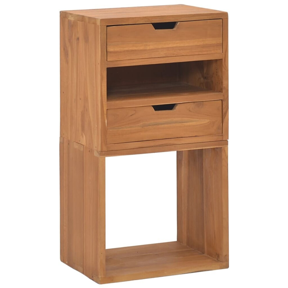 Vidaxl Solid Teak Wood Storage Cabinet Wooden Side Drawer Organiser Indoor