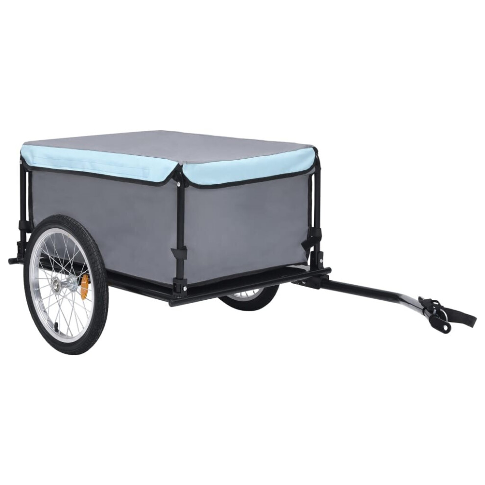 vidaXL Bike Trailer Cargo Bike Wagon Bicycle Trailer Black and Blue 65 kg