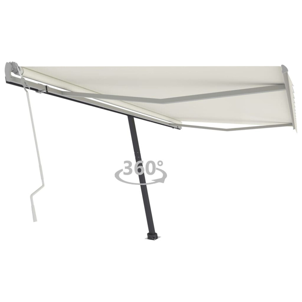 vidaXL Freestanding Manual Retractable Awning 450x350 cm Cream Outdoor Patio