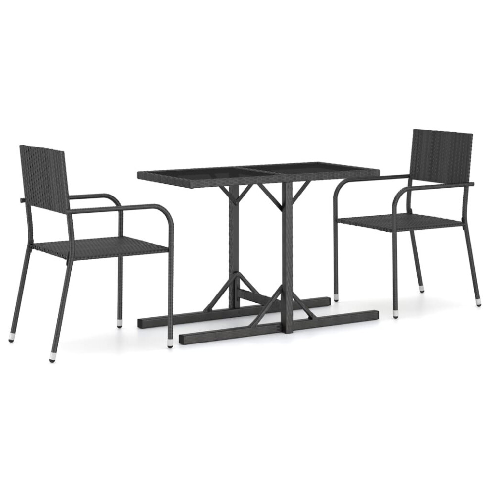 vidaXL 3 Piece Garden Dining Set Black Patio Furniture Outdoor Chairs Table