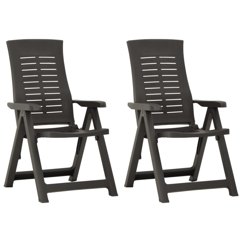 vidaXL 2x Garden Reclining Chairs Plastic Anthracite Outdoor Dining Seats