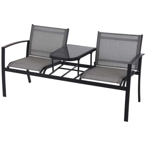 ProGarden Two-Seater Garden Bench with Table Outdoor Chair Seat with ...