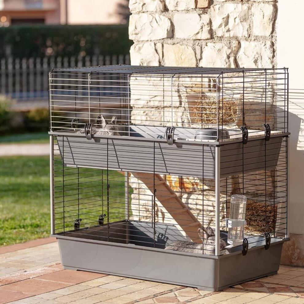 Ferplast Rabbit Cage Grey Run Play Pet Chicken Puppy Cozy Cage Safety Hutch