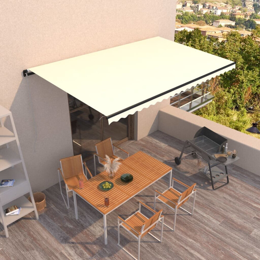 vidaXL Manual Retractable Awning 500x350 cm Cream Outdoor Garden Patio Shade