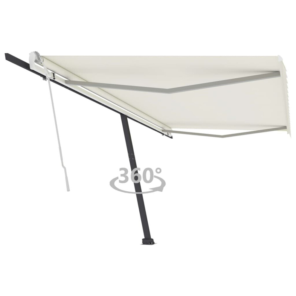 vidaXL Freestanding Manual Retractable Awning 500x350 cm Cream Outdoor Patio