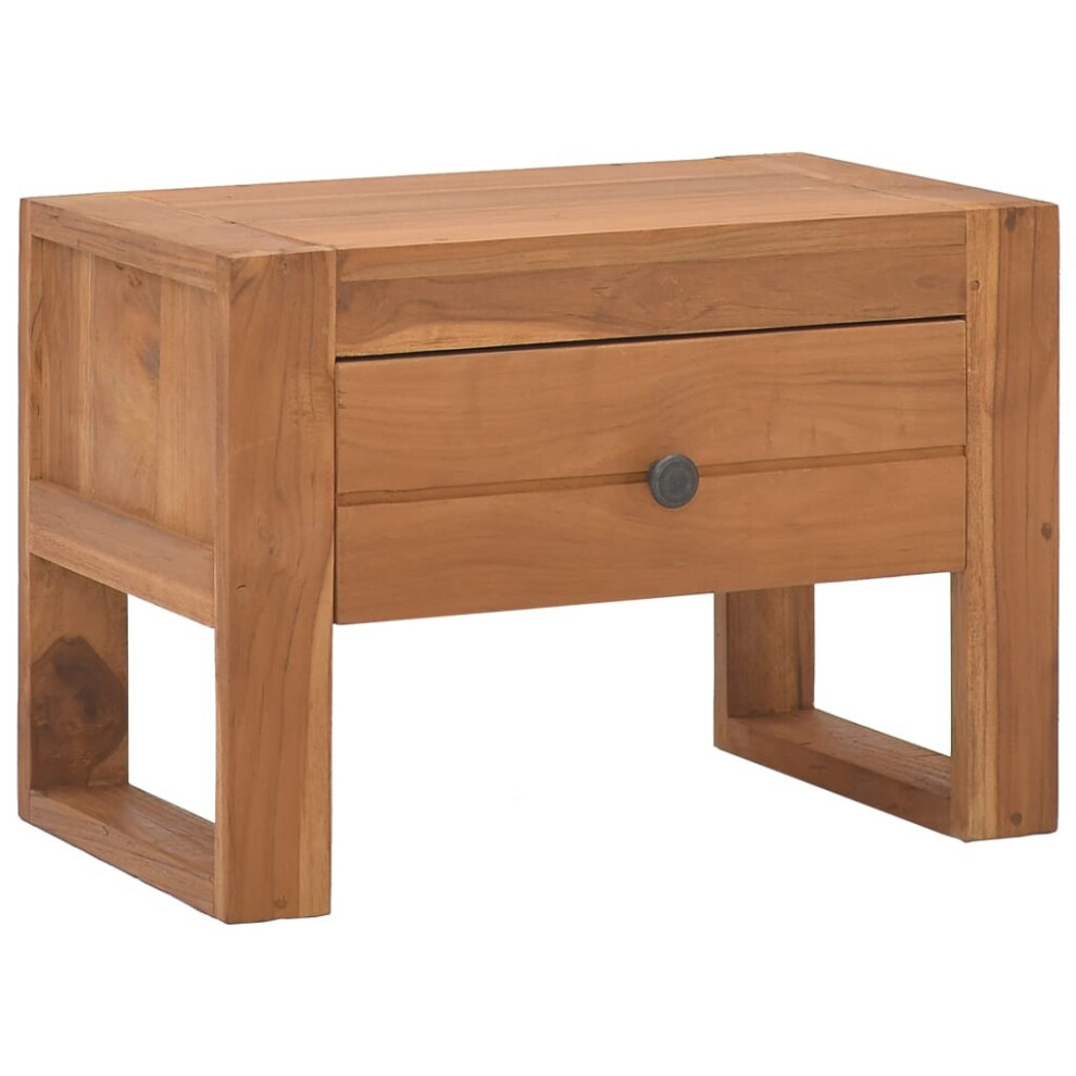 vidaXL Solid Teak Wood Bedside Cabinet Side Table Nightstand Wooden Bed Stand