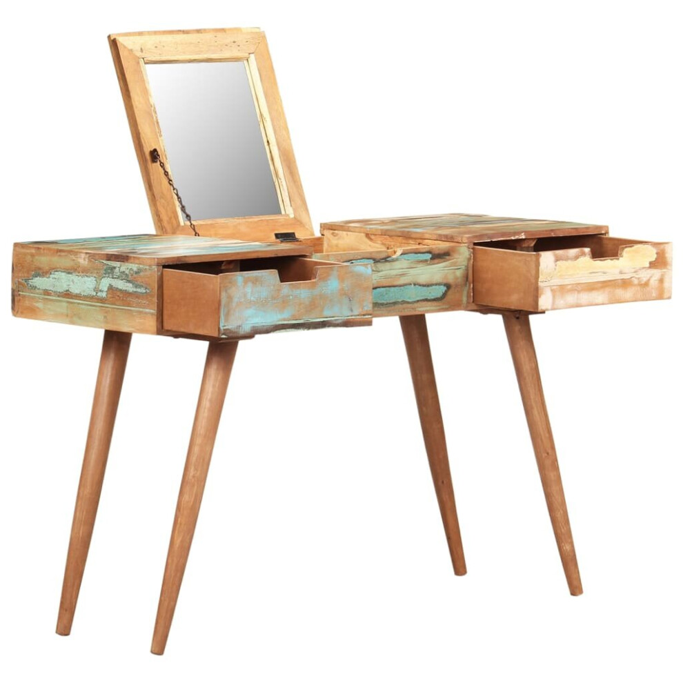 vidaXL Dressing Table with Mirror Solid Reclaimed Wood Make Up Cosmetic Desk