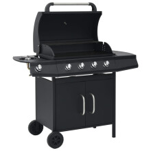vidaXL Gas Barbecue Grill 4+1 Cooking Zone Black Steel Outdoor BBQ Cooking